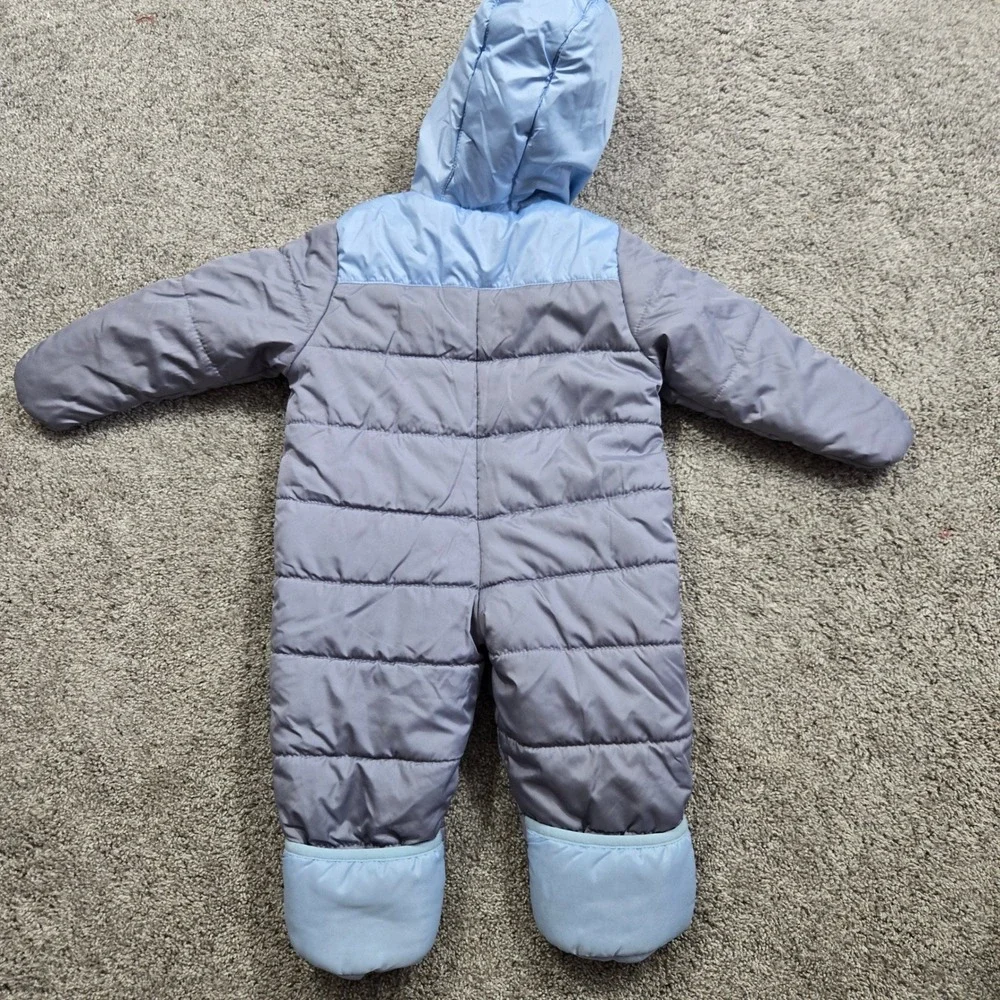 Carters Baby Boy 18 Months Blue Grey Hooded Puffer Pram Suit Snowsuit RN15101